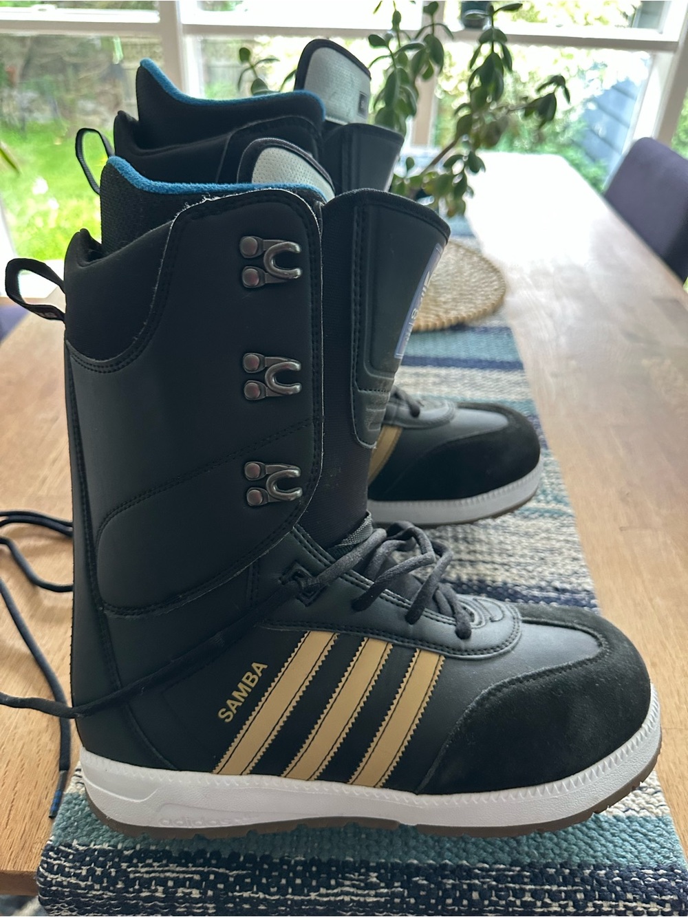 Adidas Black and Gold Samba Snowboard Boots
